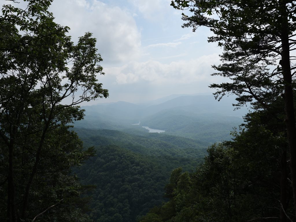 View from pinnacle peak of river and valley from the Cumberland Gap National Historic Park