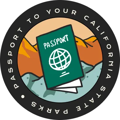 Passport to your California circle logo with a book in the middle