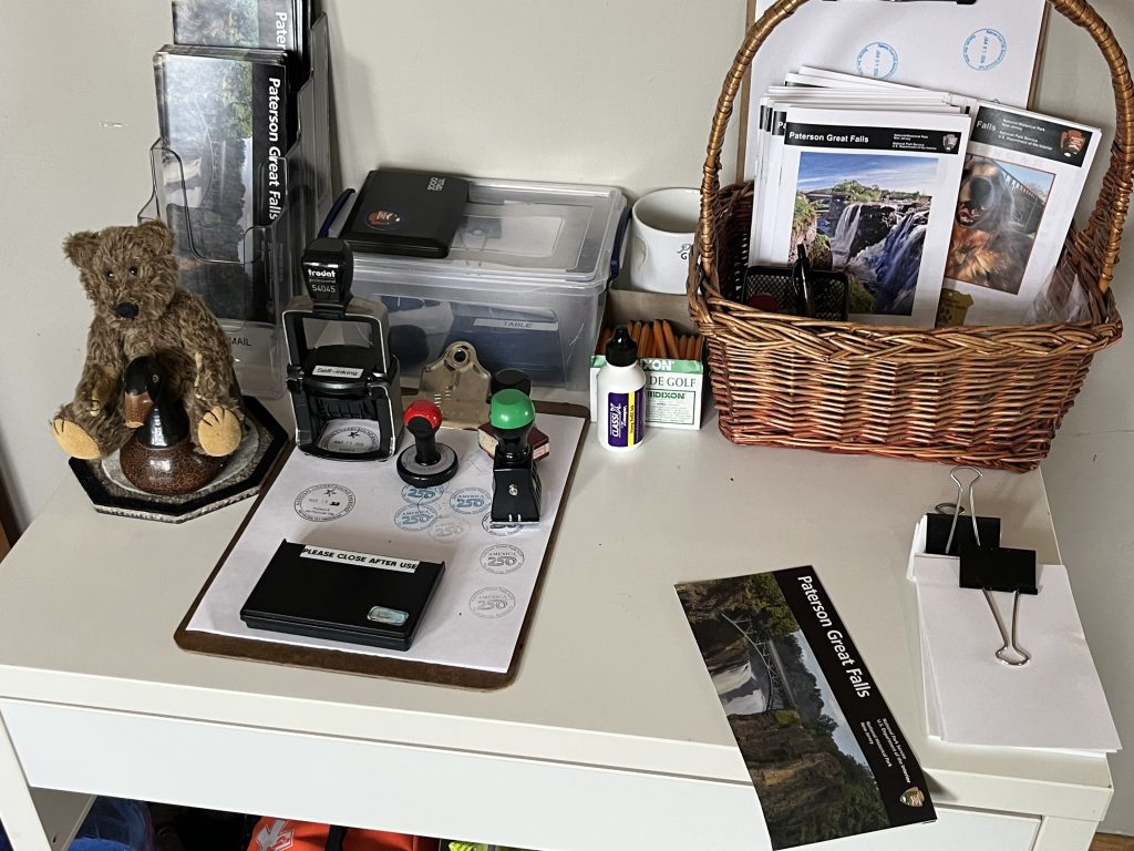 NPS passport stamp station at Paterson Great Falls National Historical Park visitor center 