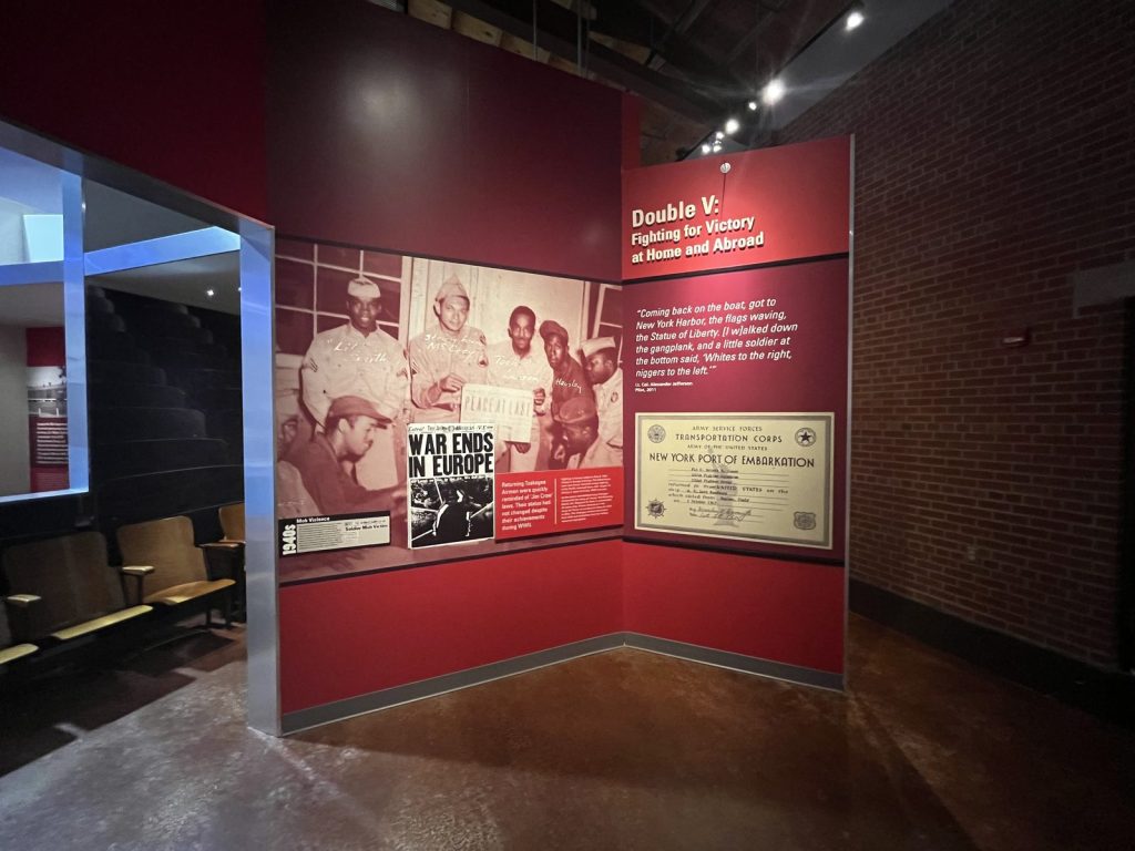 ouble V Fighting for Victory at Home and Abroad exhibit at Tuskegee Airmen National Historic Site