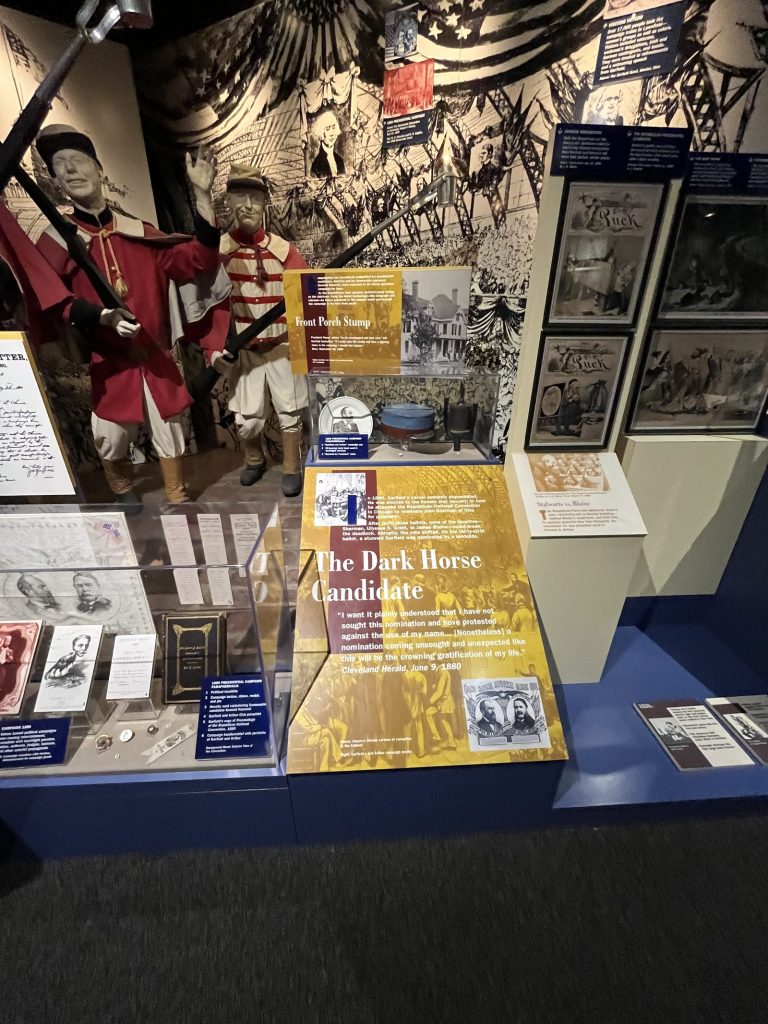 he Dark Horse Candidate exhibit display at James A. Garfield National Historic Site museum
