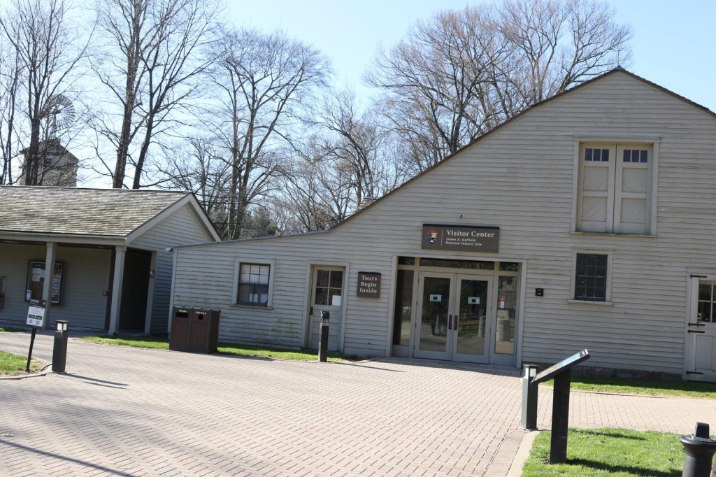Wide exterior view of the James A. Garfield National Historic Site visitor center in Mentor Ohio