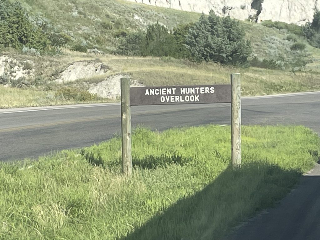 Ancient Hunters Overlook road sign along Badlands Loop Road