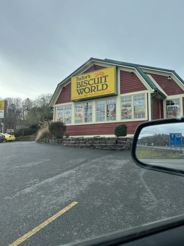 udor's Biscuit World restaurant exterior in Fayetteville West Virginia near New River Gorge