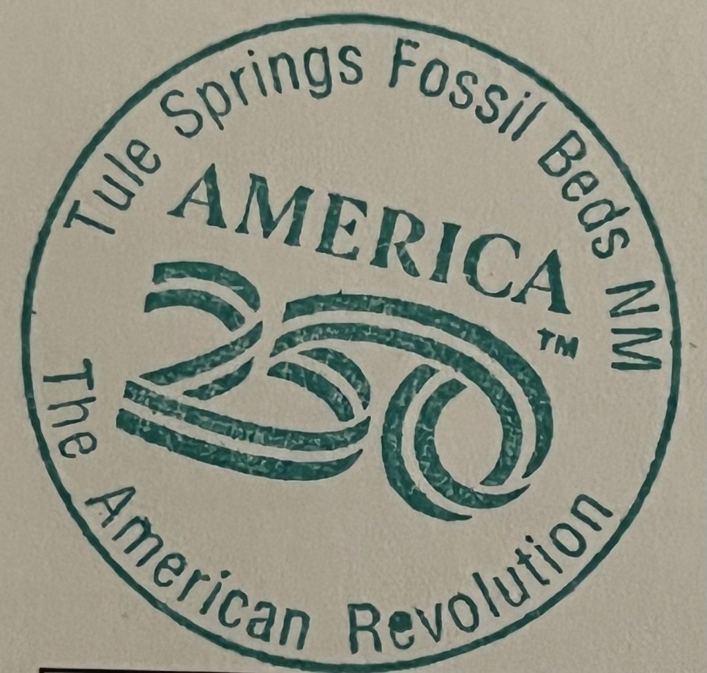 Tule Springs Fossil Beds NM America 250 commemorative passport cancellation stamp The American Revolution